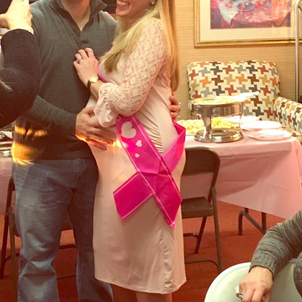 Blush pink maternity dress